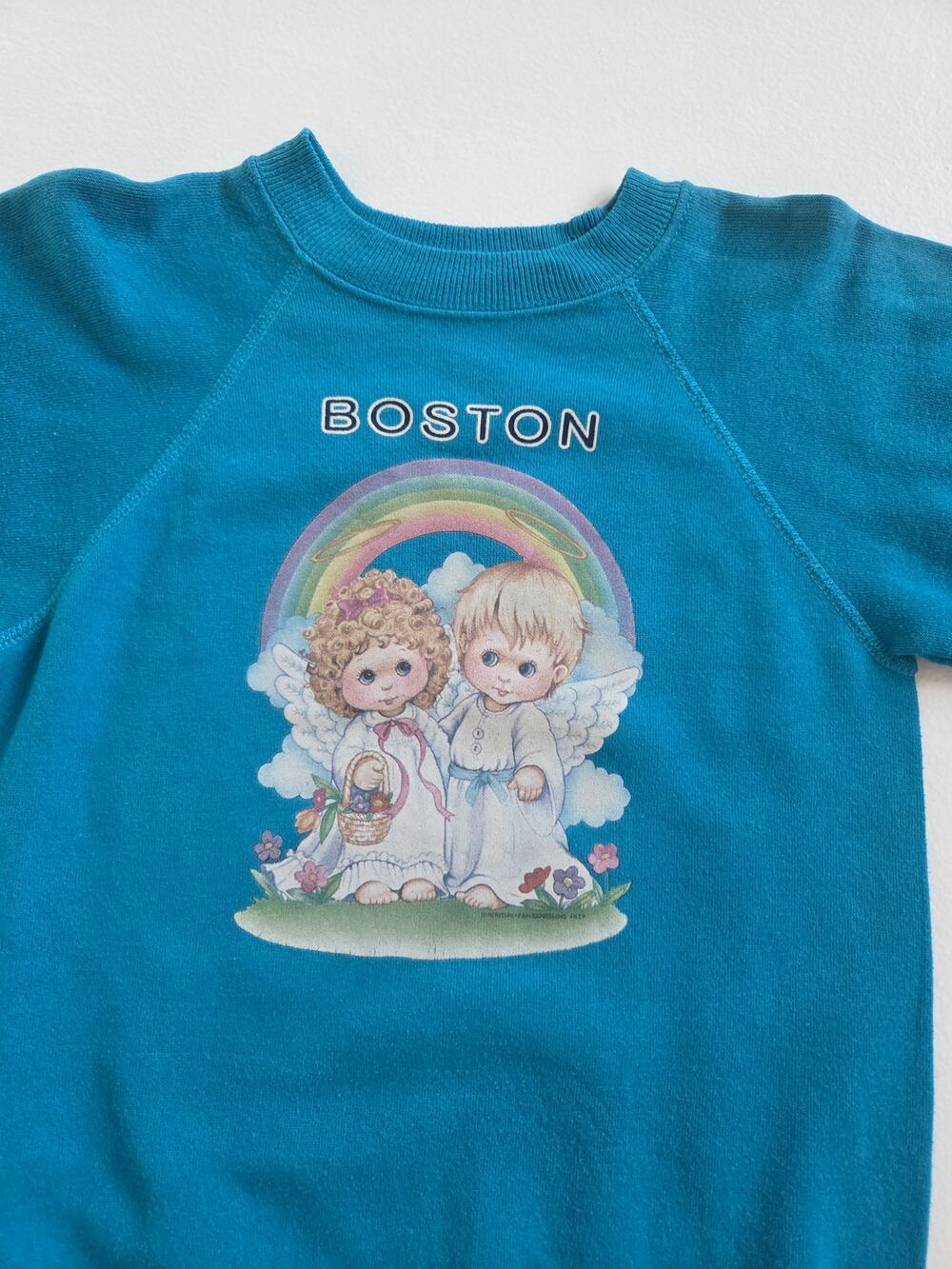 Vintage Boston Angel Rainbow Kids Sweatshirt Hanes USA Made Youth Medium